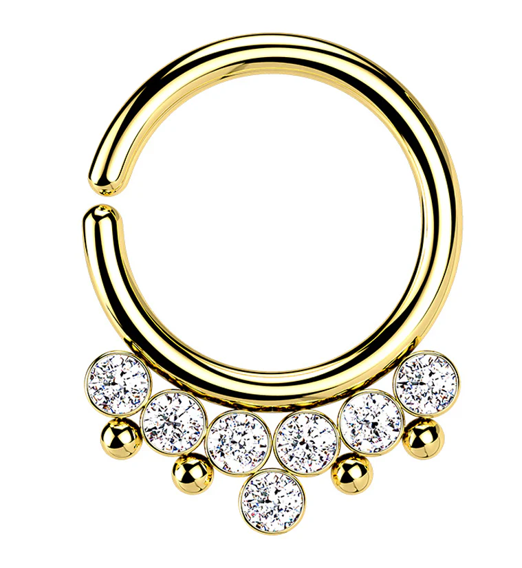 Gold PVD Clear CZ Rally Annealed Seamless Hoop Ring - Mrs Treak