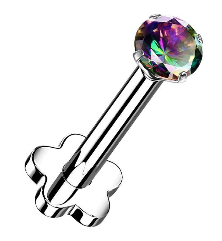 Black Aurora CZ Titanium Threadless Labret - Mrs Treak