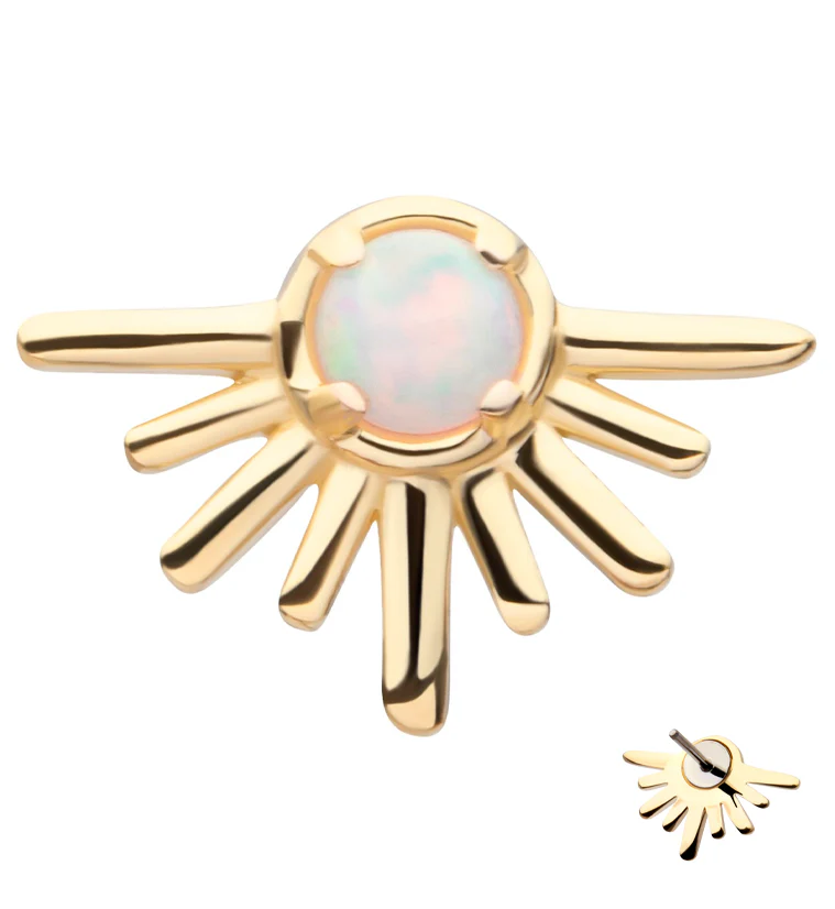 14kt Gold Sunset Burst White Opalite Threadless Top - Mrs Treak
