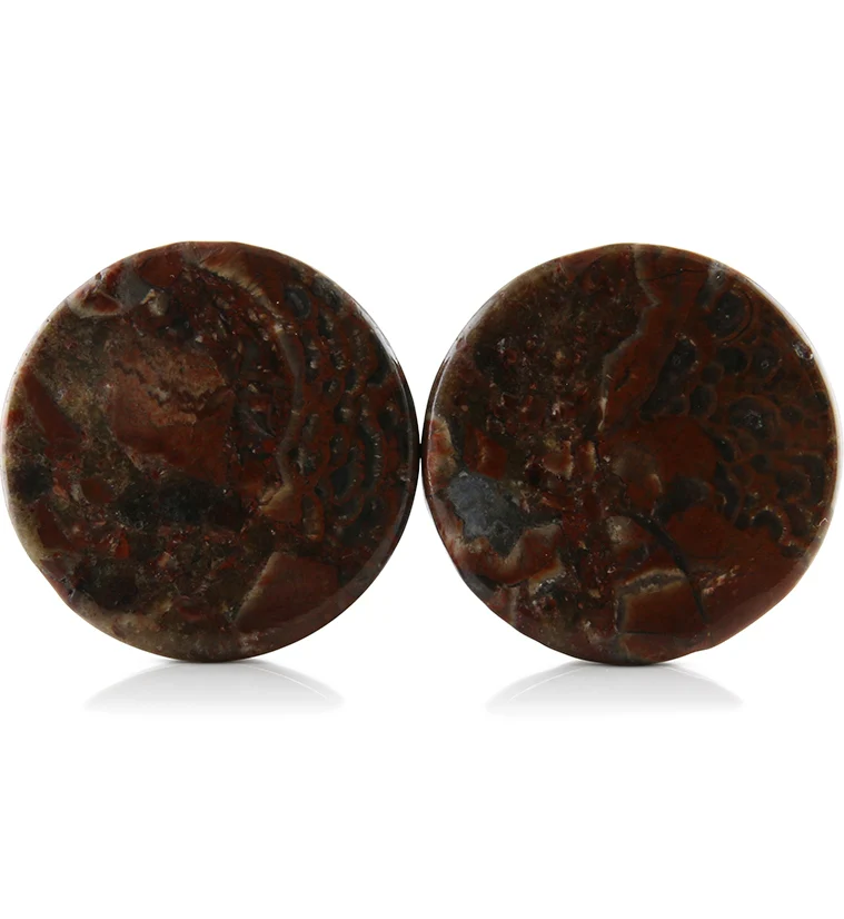 Mushroom Jasper Stone Plugs 1 Inch (25mm) Version 5 - Mrs Treak