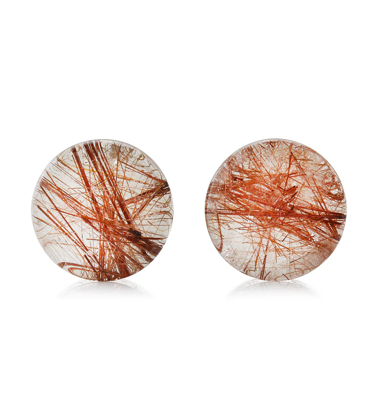 Rutilated Quartz Stone Plugs 3/4