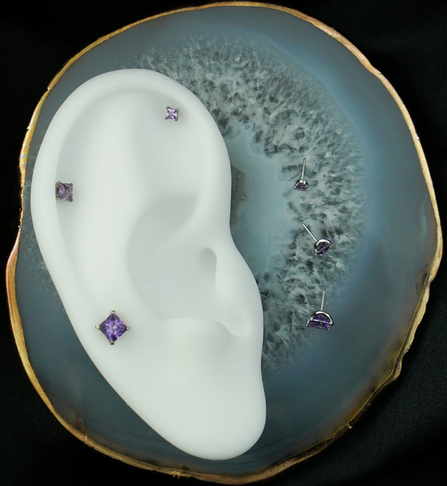 Princess Amethyst CZ Threadless Titanium Top - Mrs Treak