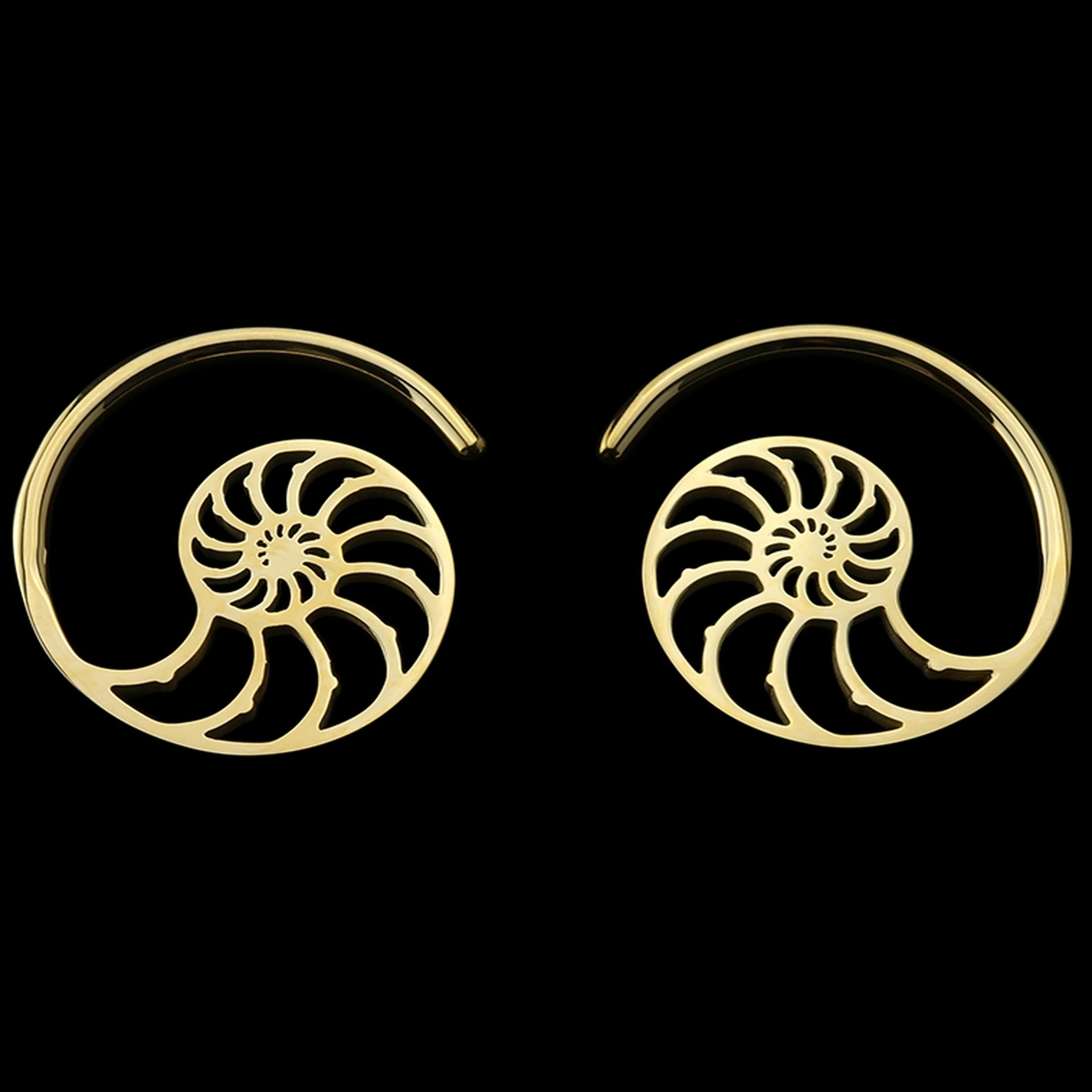 Gold PVD Ammonite Ear Weights - Mrs Treak