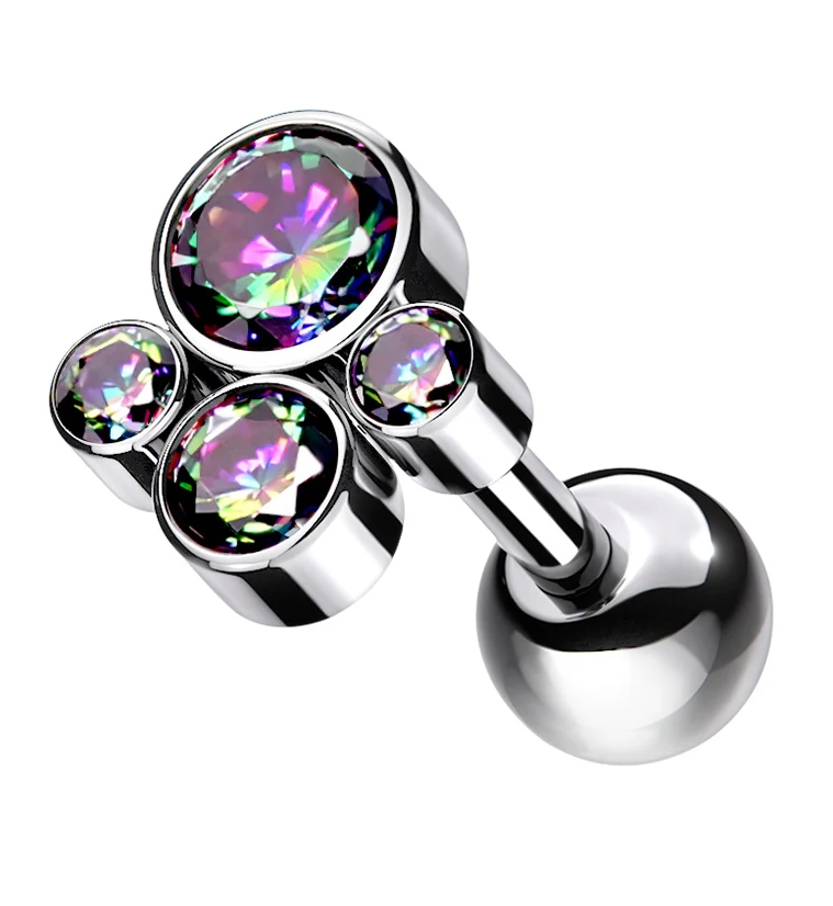 Black Aurora CZ Bunch Titanium Cartilage Barbell - Mrs Treak