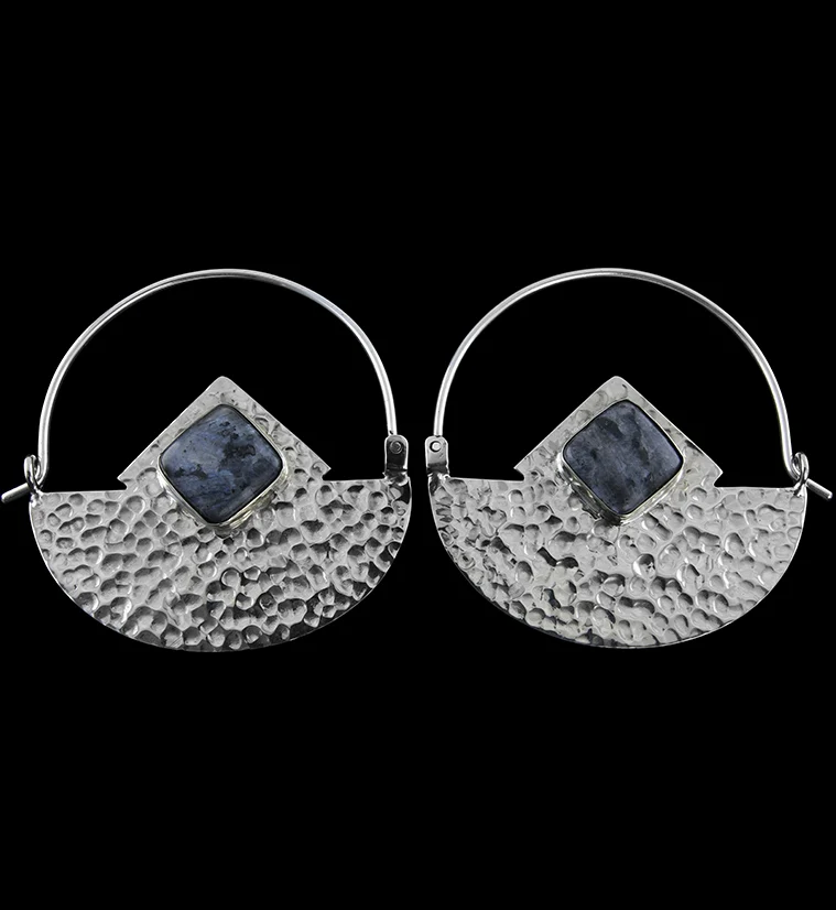 14G Accord Larvikite Stone White Brass Hangers - Mrs Treak