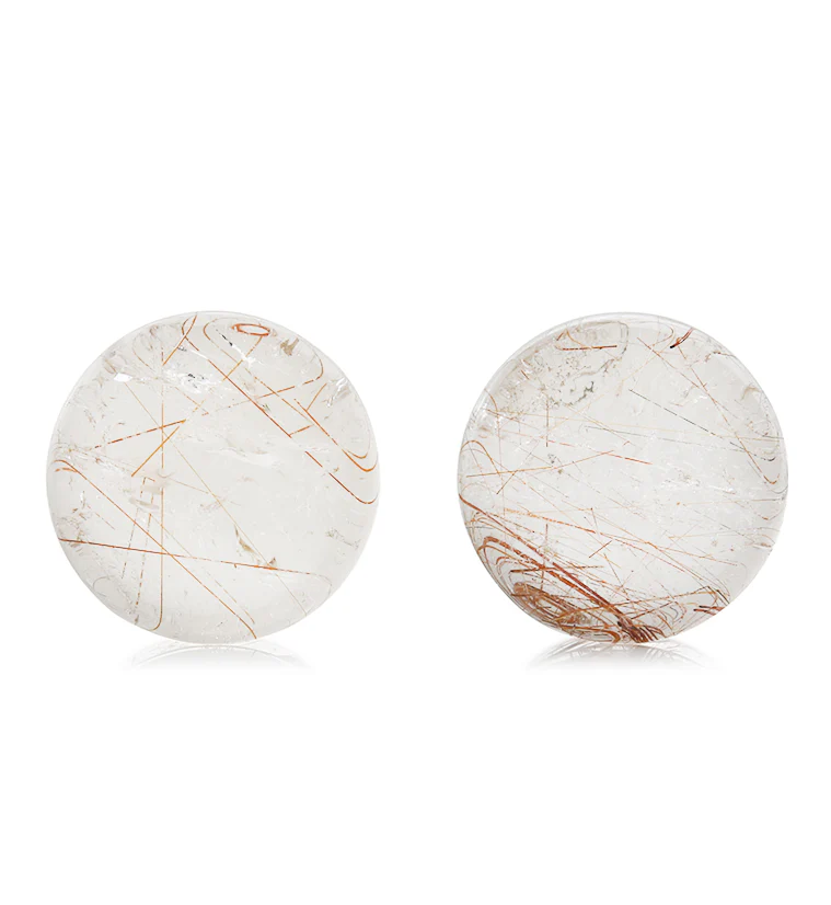 Rutilated Quartz Stone Plugs 3/4