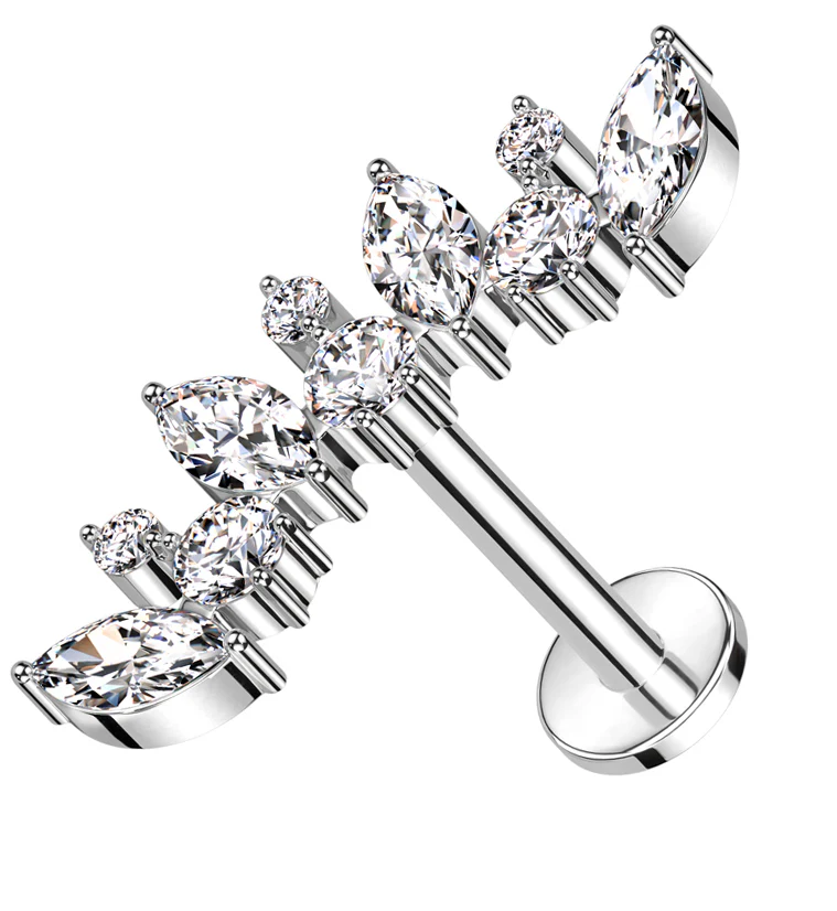 Diadem Clear CZ Internally Threaded Titanium Labret - Mrs Treak