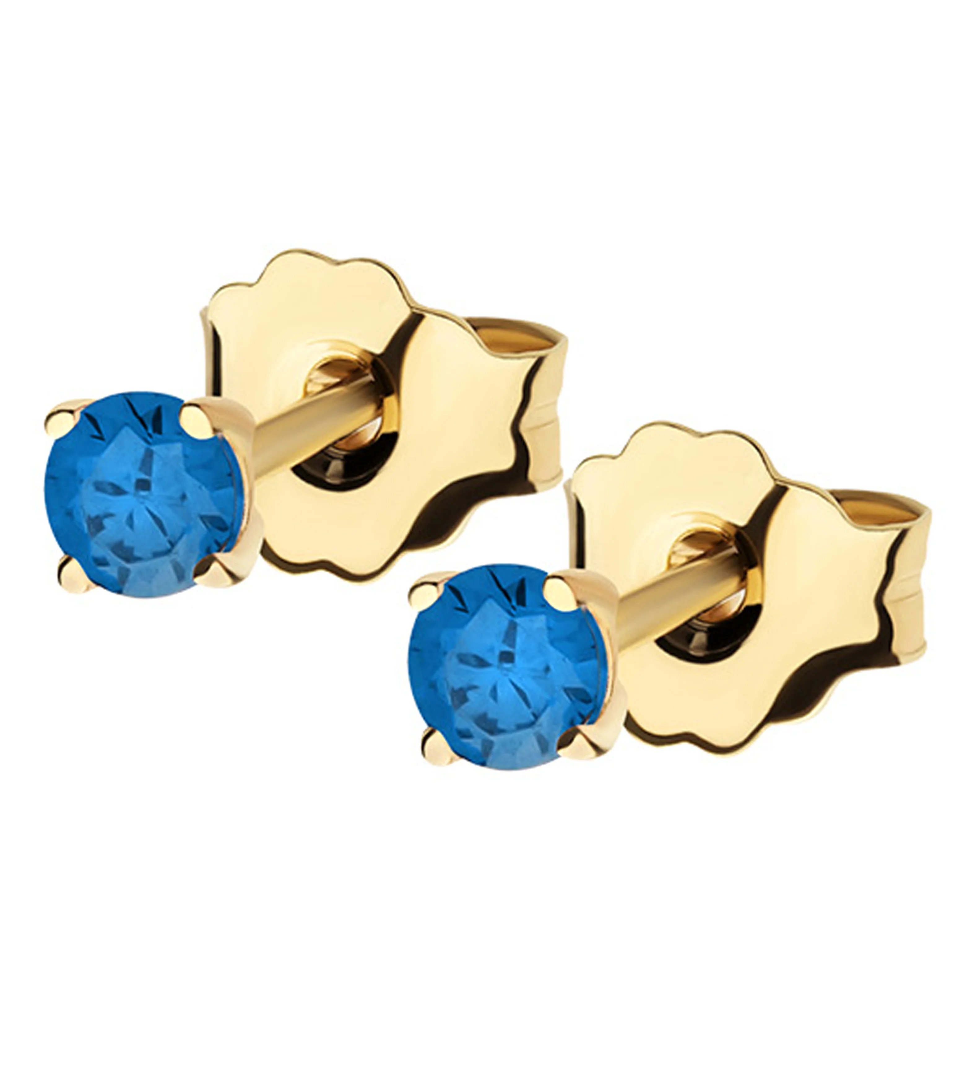 14kt Gold September Birthstone Sapphire CZ Stud Earrings - Mrs Treak