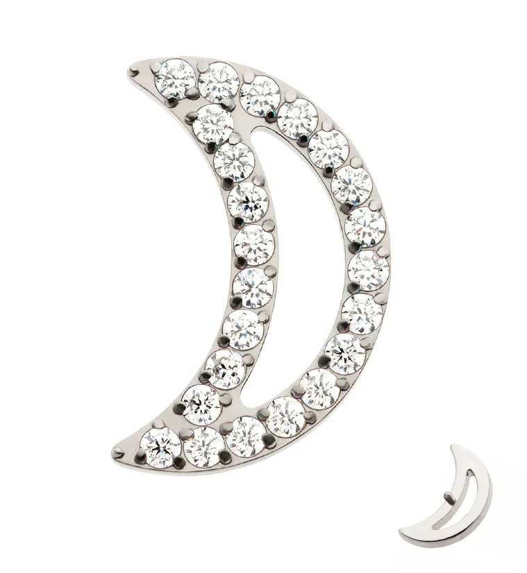 Lined Half Moon Clear CZ Internally Threaded Titanium Top - Mrs Treak