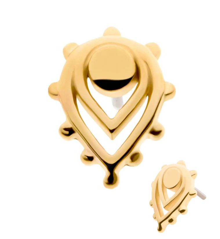 14kt Gold Double Beaded Teardrop Threadless Top - Mrs Treak