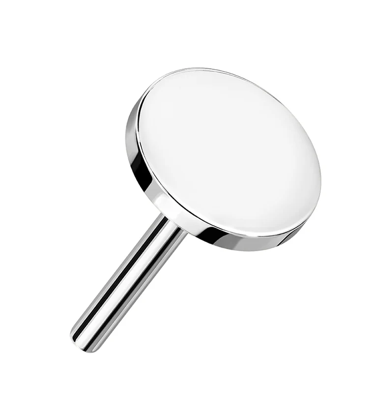 14kt All White Gold Disk Threadless Top - Mrs Treak