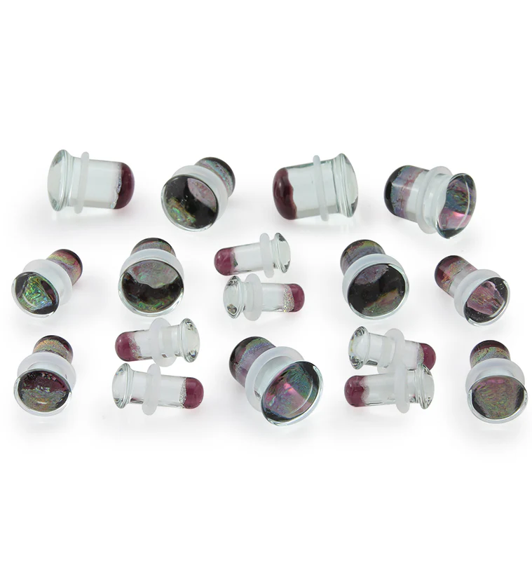 Daybreak Dichroic Glass Single Flare Plugs - Mrs Treak