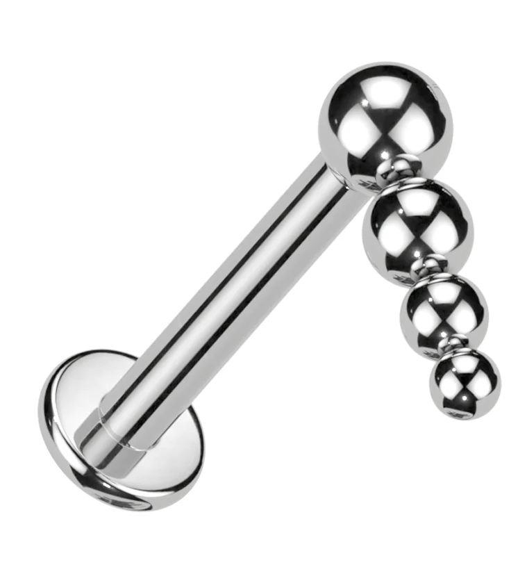 Drop Line Beaded Titanium Internally Threaded Labret - Mrs Treak