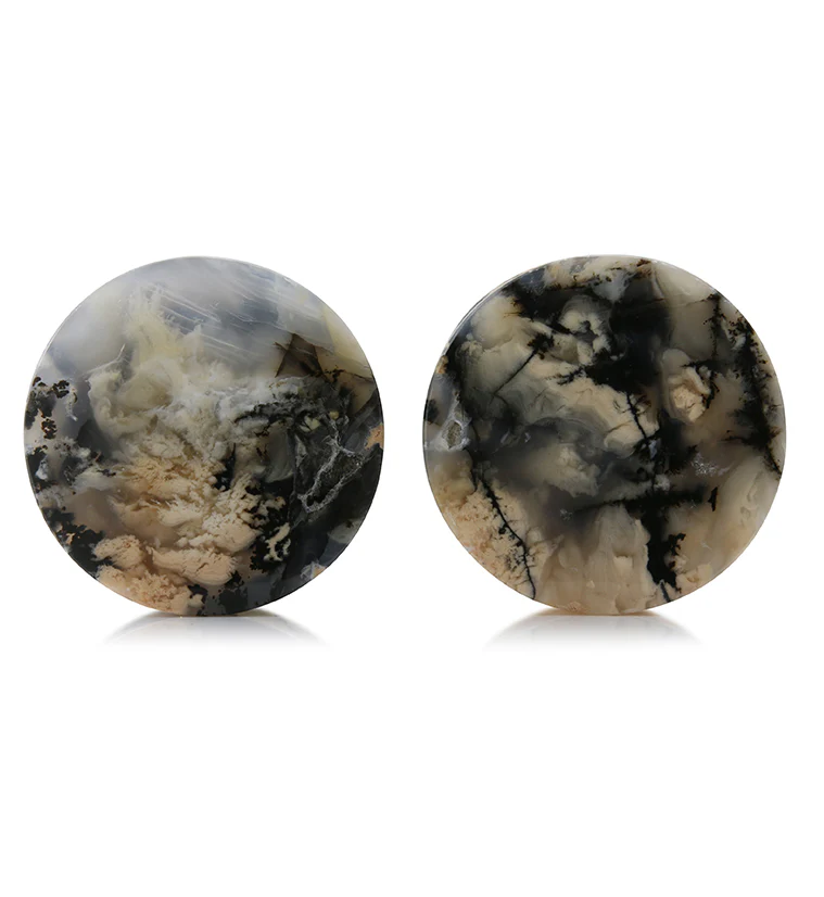 Tiger Agate Dendritic Stone Plugs 1 & 3/8