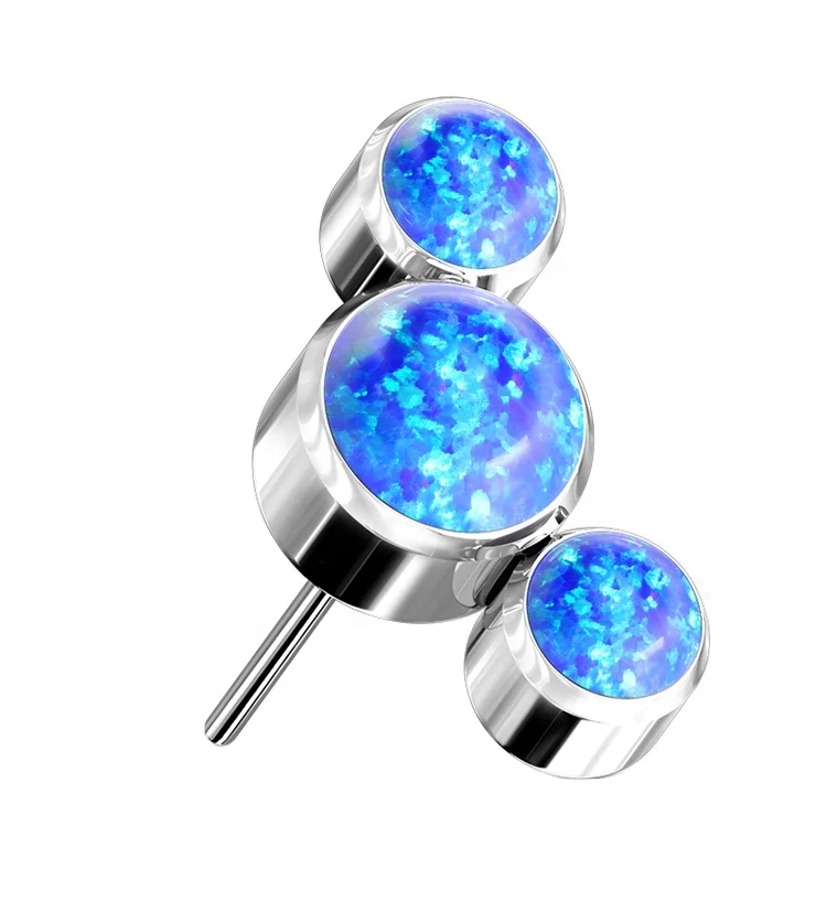 Triple Blue Opalite Titanium Threadless Top - Mrs Treak