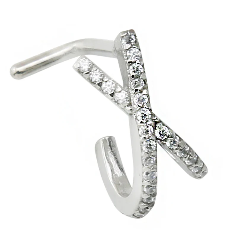 18G Intersect Double Line CZ Nose Curve - Mrs Treak