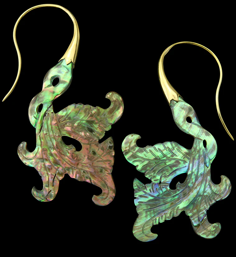 18G Opulent Brass Abalone Hangers / Earrings - Mrs Treak