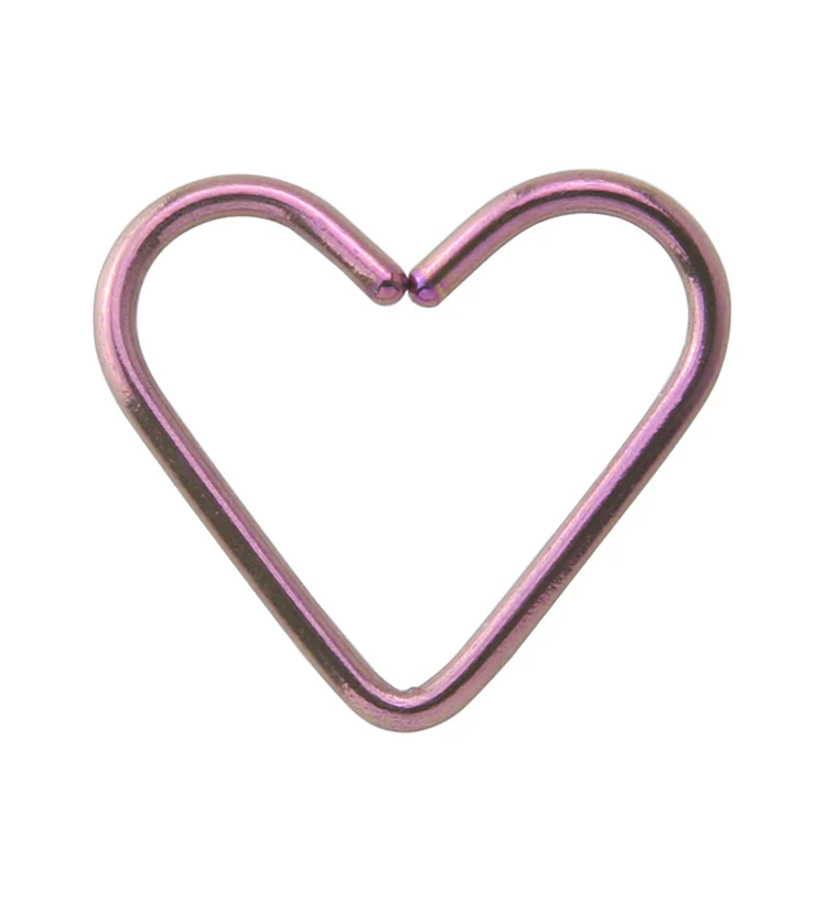 Pink Anodized Heart Seamless Titanium Hoop Ring - Mrs Treak