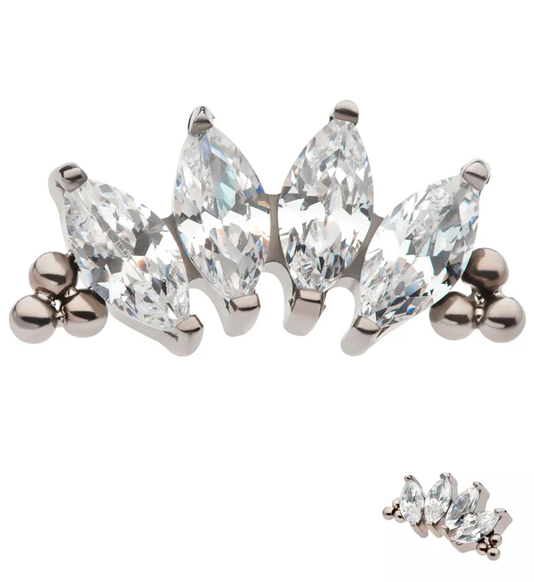 Beaded Contessa CZ Threadless Titanium Top - Mrs Treak