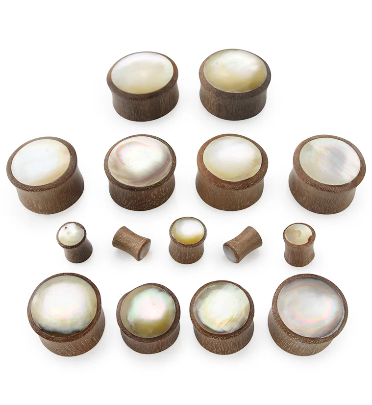 Saba Wood Pearl Shell Inlay Plugs - Mrs Treak