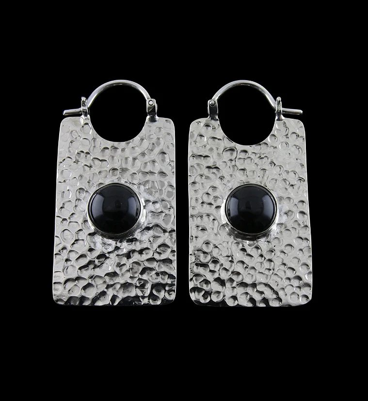 14G Lateral Onyx Stone White Brass Hangers - Earrings - Mrs Treak