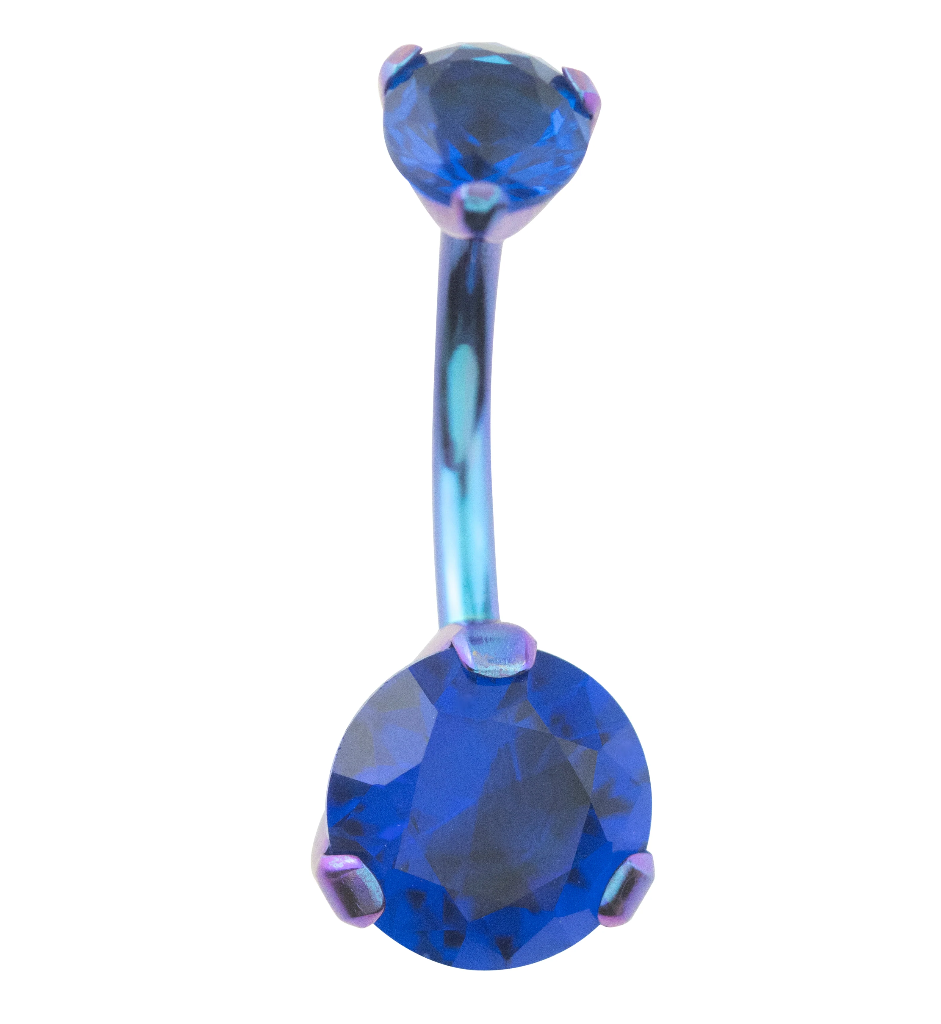 Blurple Anodized Dark Blue CZ Internally Threaded Titanium Belly Button Ring - Mrs Treak