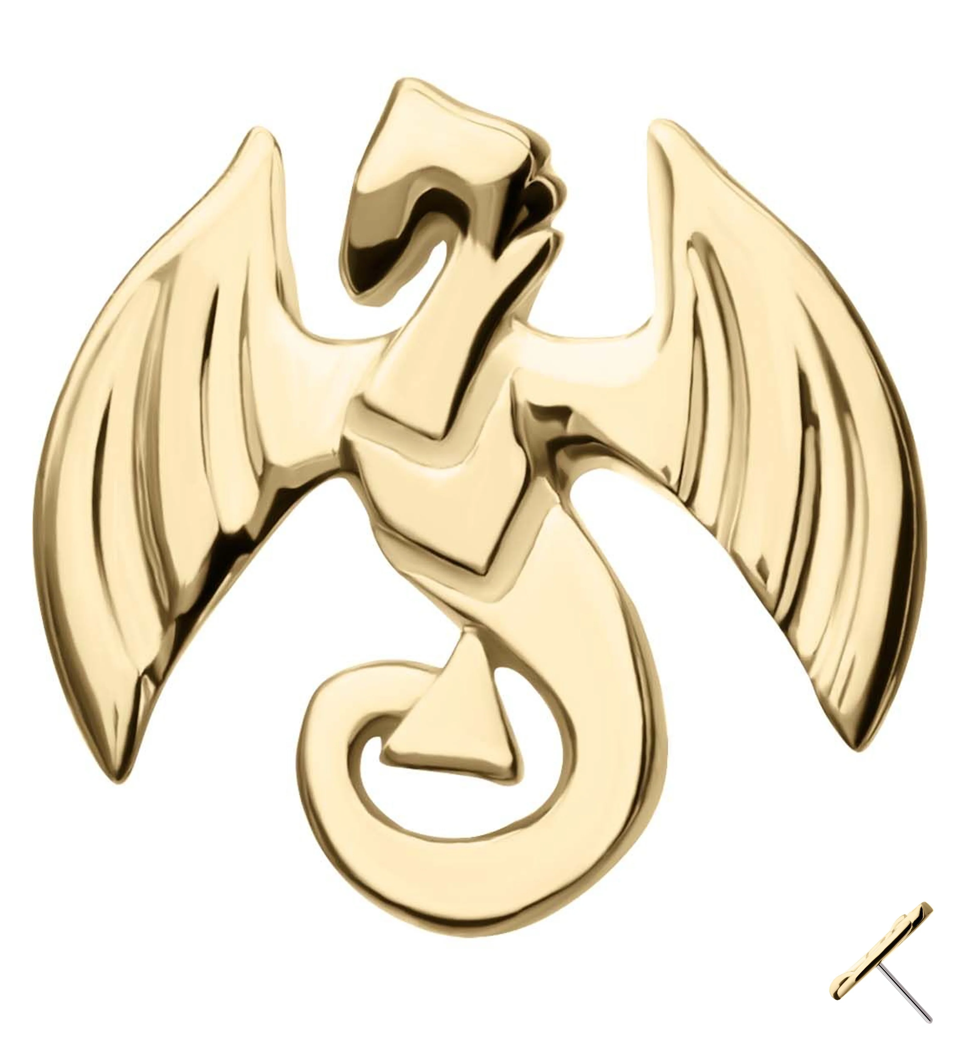 14kt Gold Flying Dragon Threadless Top - Mrs Treak