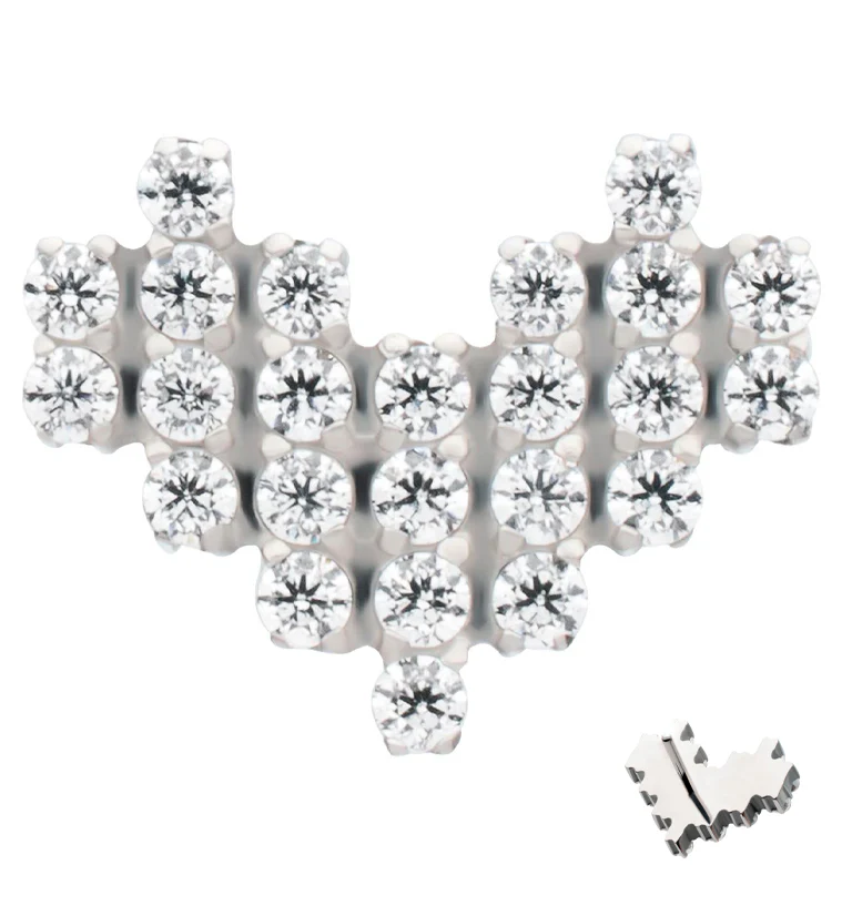 Pixel Heart Clear CZ Titanium Threadless Top - Mrs Treak