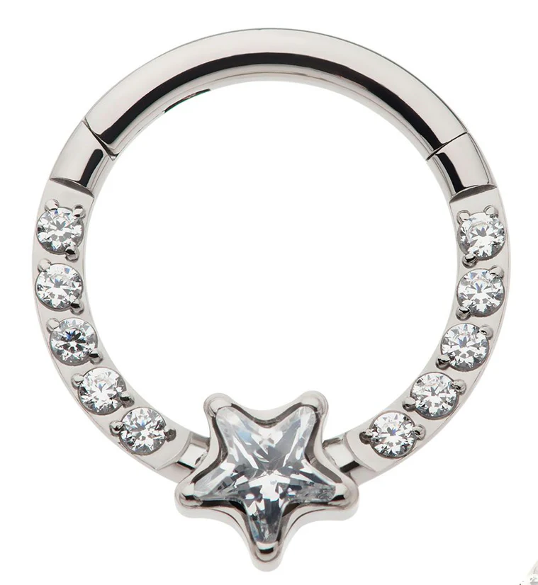 Star Row CZ Titanium Hinged Segment Ring - Mrs Treak