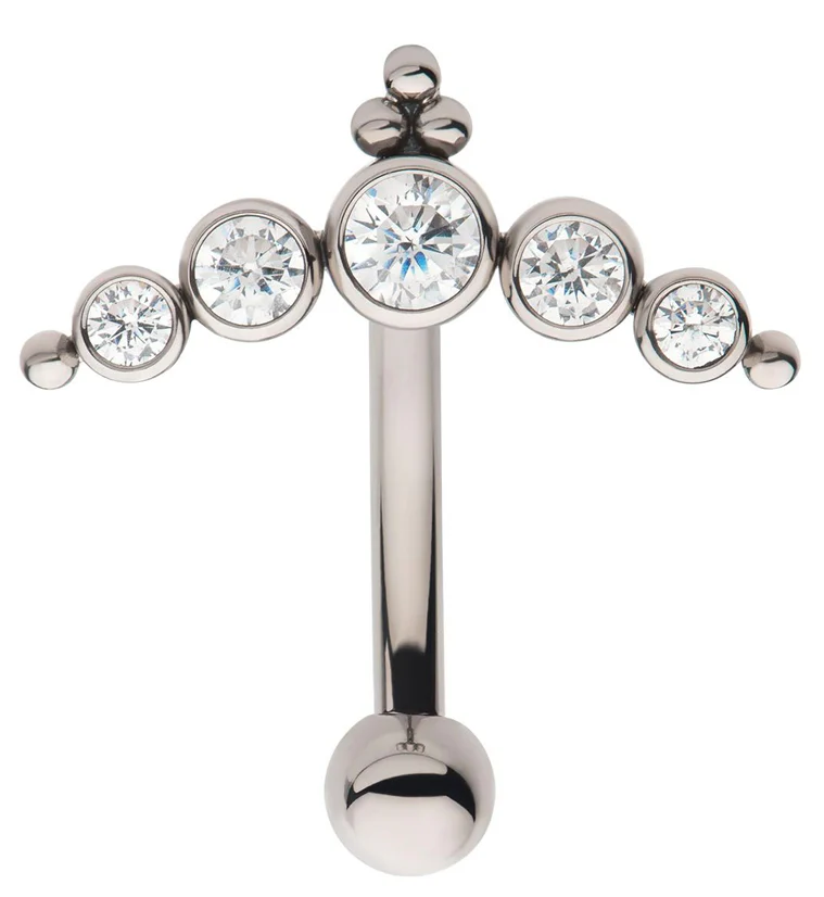 Arch CZ Internally Threaded Titanium Curved Barbell - Mrs Treak