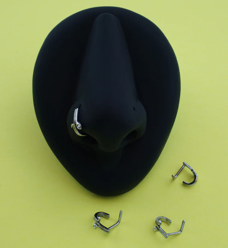 Snake Clear CZ Eyes Nose Curve - Mrs Treak