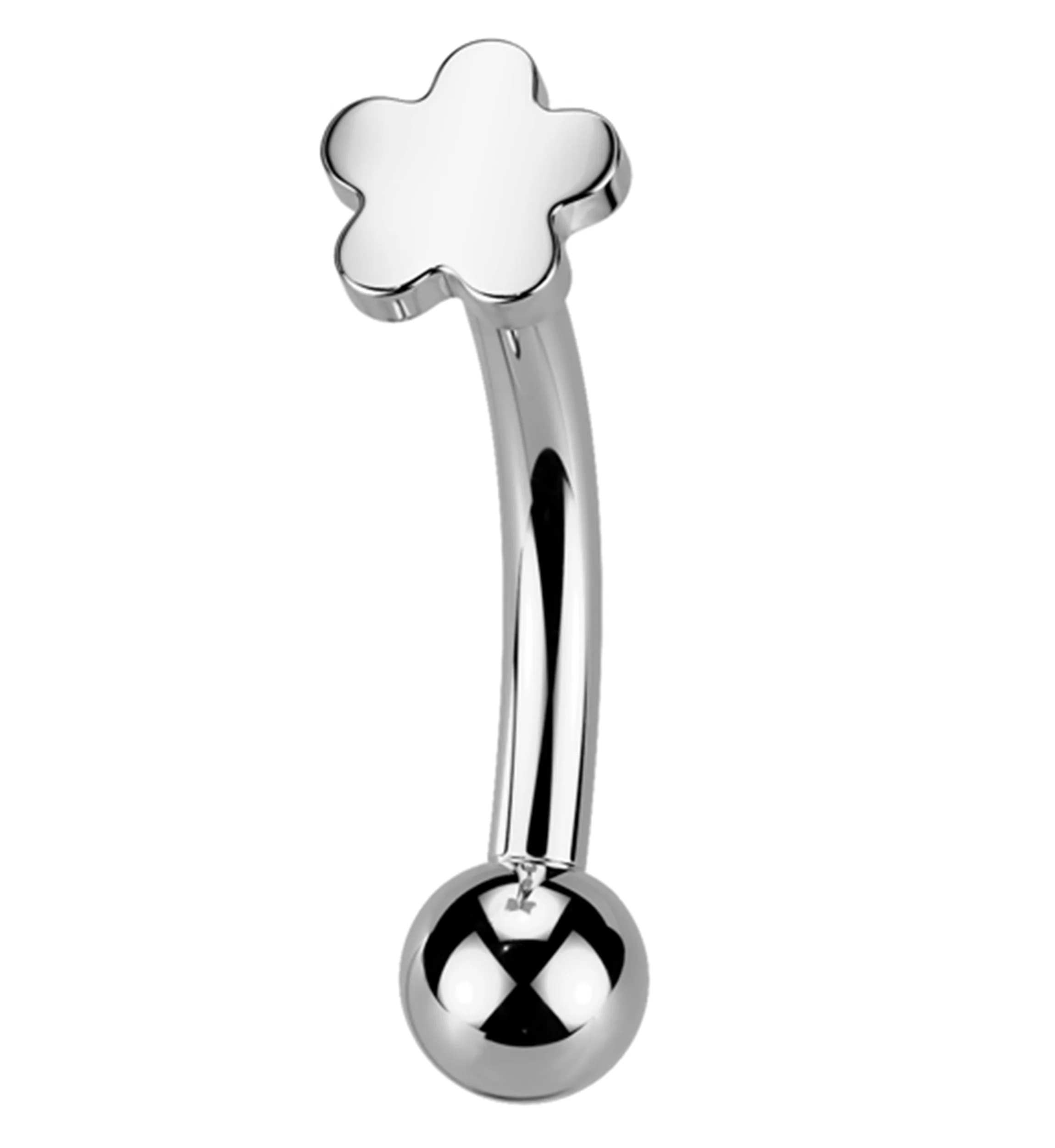 Bubble Flower Threadless Titanium Curved Barbell - Mrs Treak
