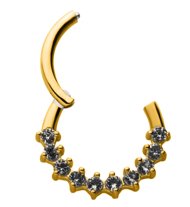 Multi Prong Black CZ Gold PVD Hinged Segment Ring - Mrs Treak