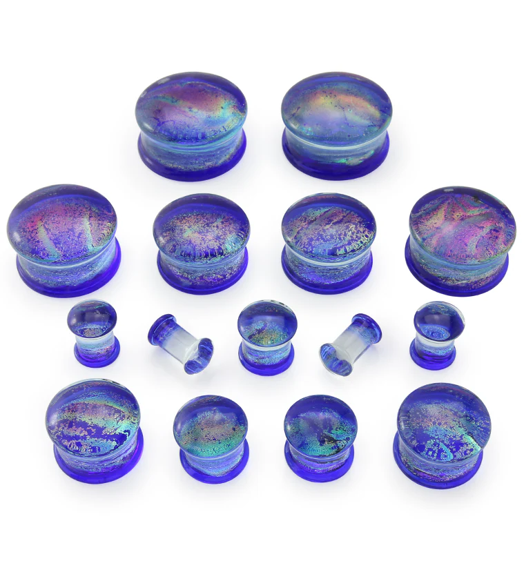 Nightfall Dichroic Glass Double Flare Plugs - Mrs Treak