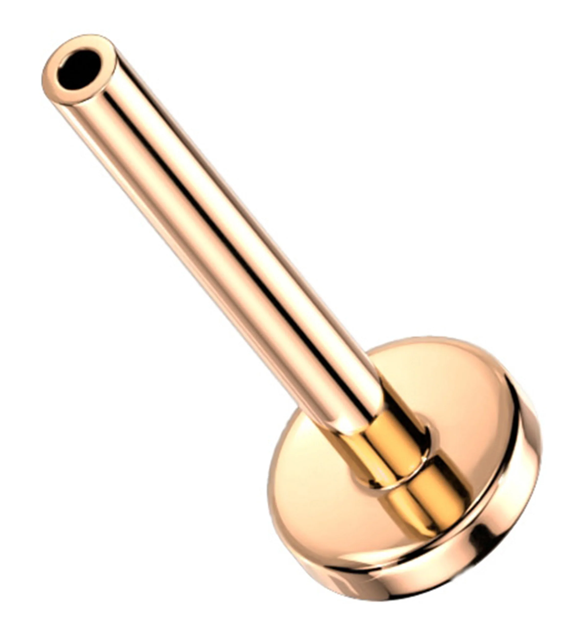 Rose Gold PVD Flat Disk Titanium Threadless Labret Post - Mrs Treak