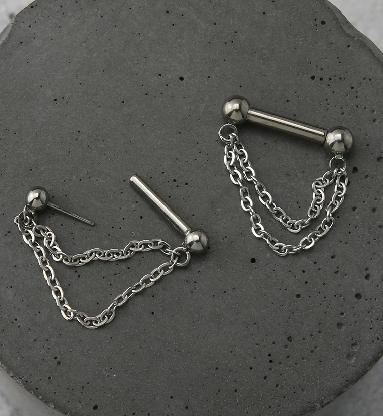 Double Dangle Chain Threadless Barbell - Mrs Treak