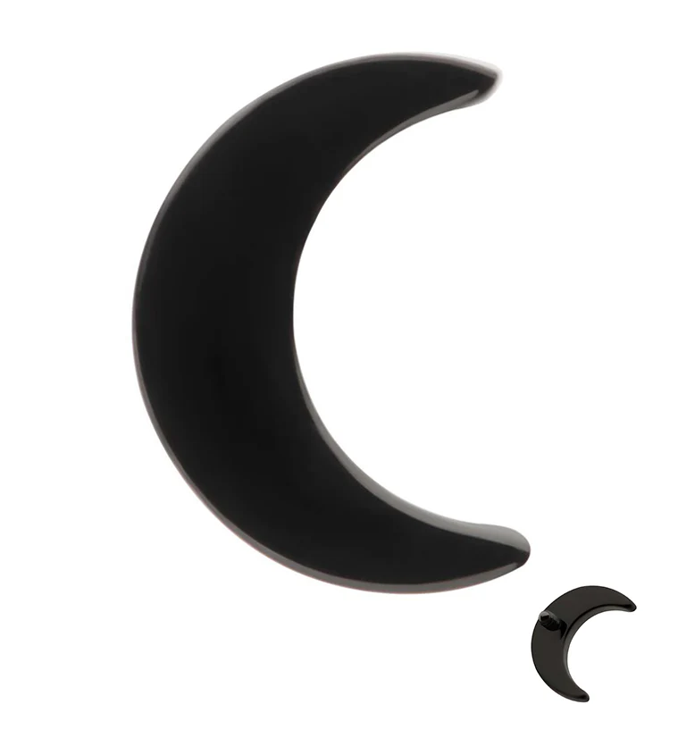 Black PVD Half Moon Titanium Internally Threaded Top - Mrs Treak
