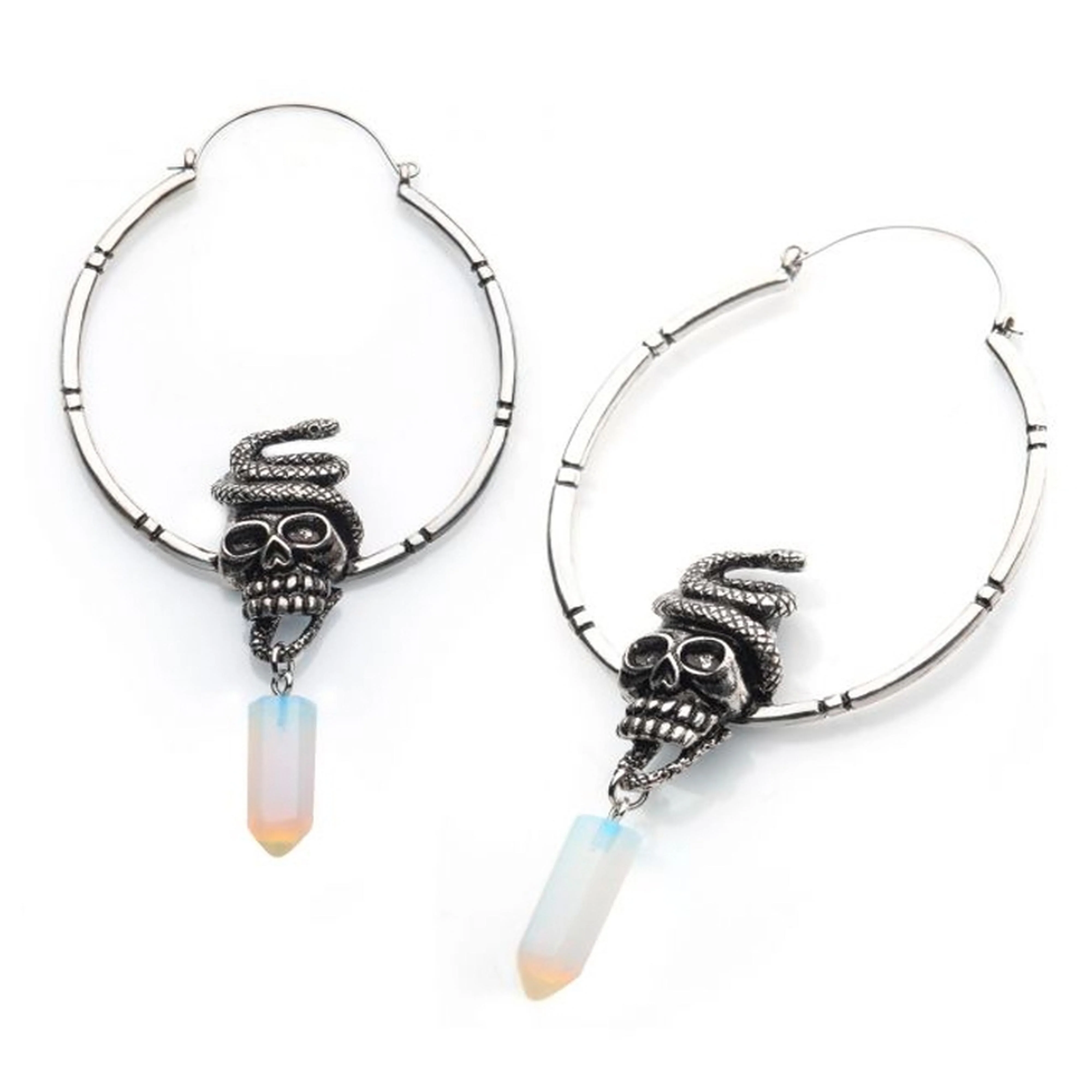 20G Snake & Skull Opalite Plug Hoops - Mrs Treak