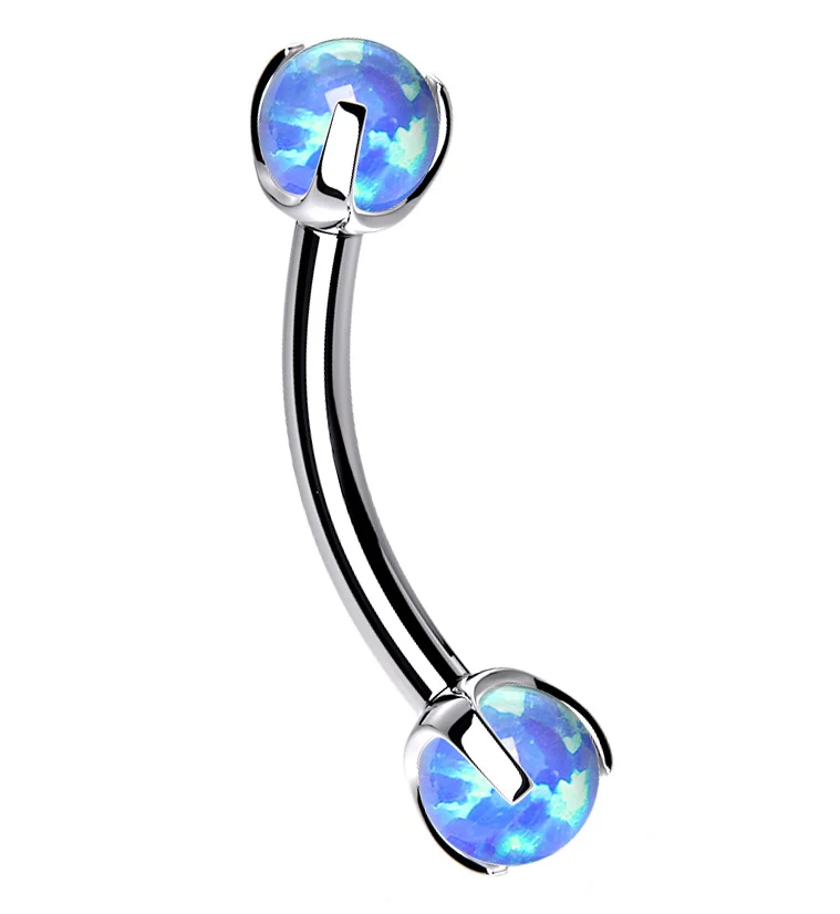 Blue Opalite Claw Stainless Steel Curved Barbell - Mrs Treak