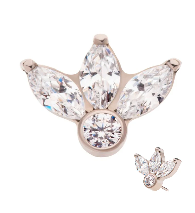 Sepal CZ Threadless Titanium Top - Mrs Treak