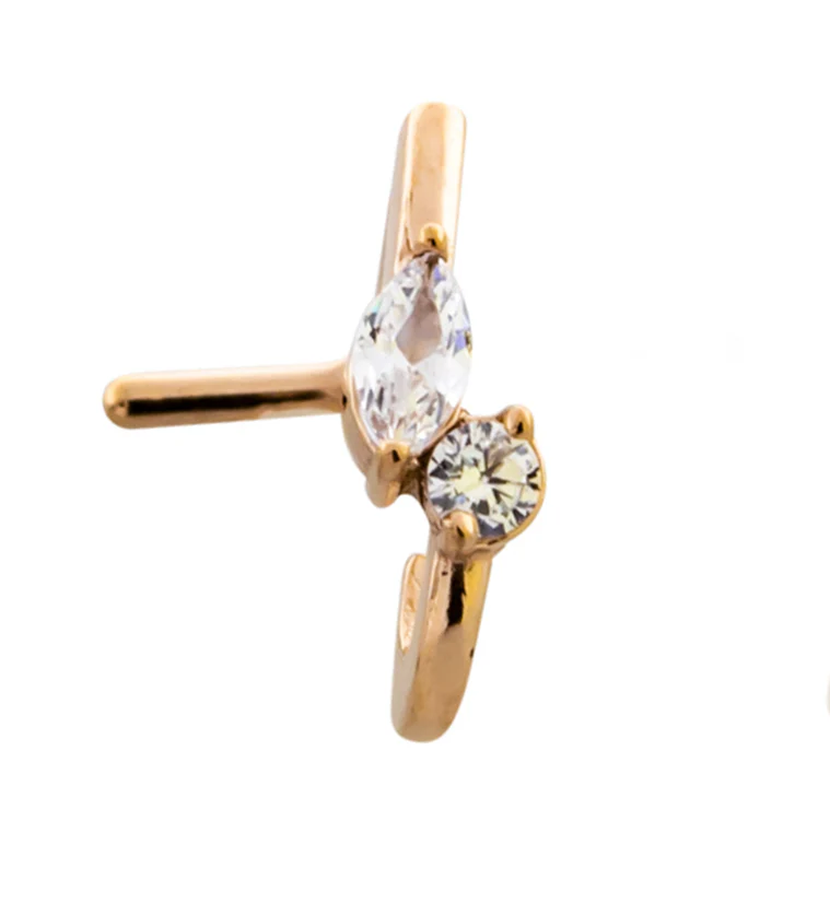 18G Rose Gold PVD Empress CZ Nose Curve - Mrs Treak