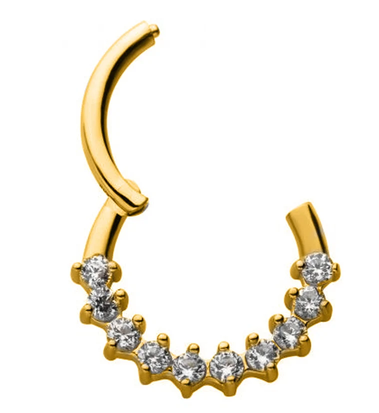 Multi Prong CZ Gold PVD Hinged Segment Ring - Mrs Treak
