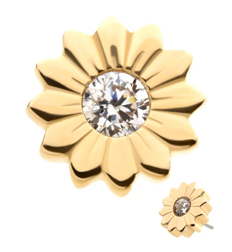14kt Gold Daisy CZ Threadless Top - Mrs Treak