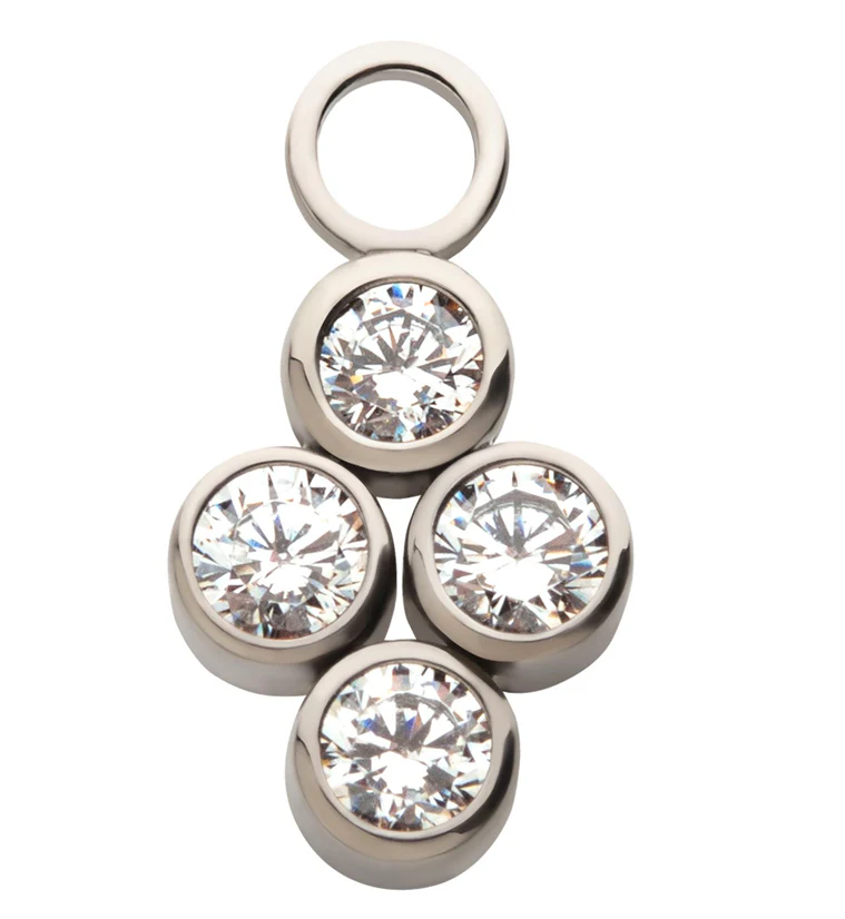 Tetrad Clear CZ Titanium Charm - Mrs Treak
