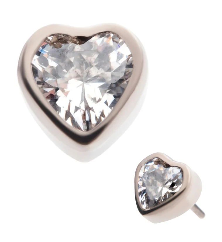 Heart CZ Titanium Threadless Top - Mrs Treak