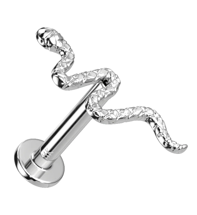 14kt White Gold Snake Threadless Labret - Mrs Treak