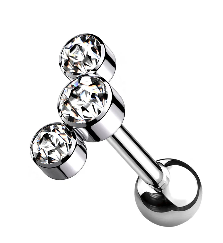 Clear Gem Cluster Titanium Cartilage Barbell - Mrs Treak