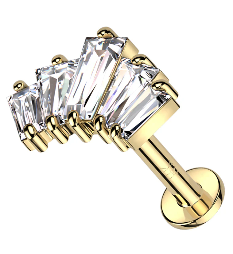 14kt Gold Vane CZ Threadless Labret - Mrs Treak