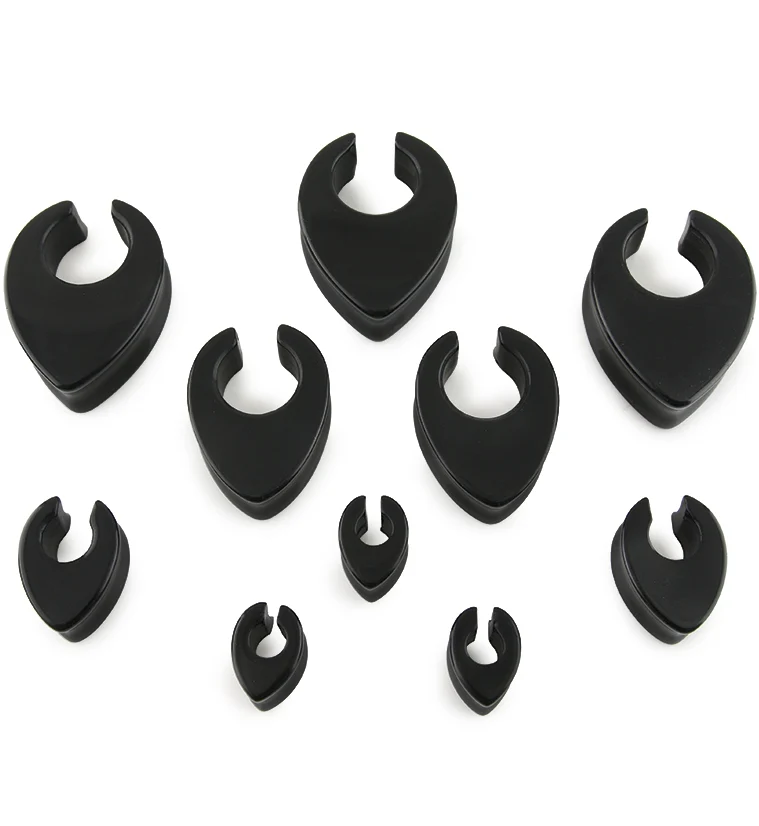 Black Glass Reverse Teardrop Saddles - Mrs Treak
