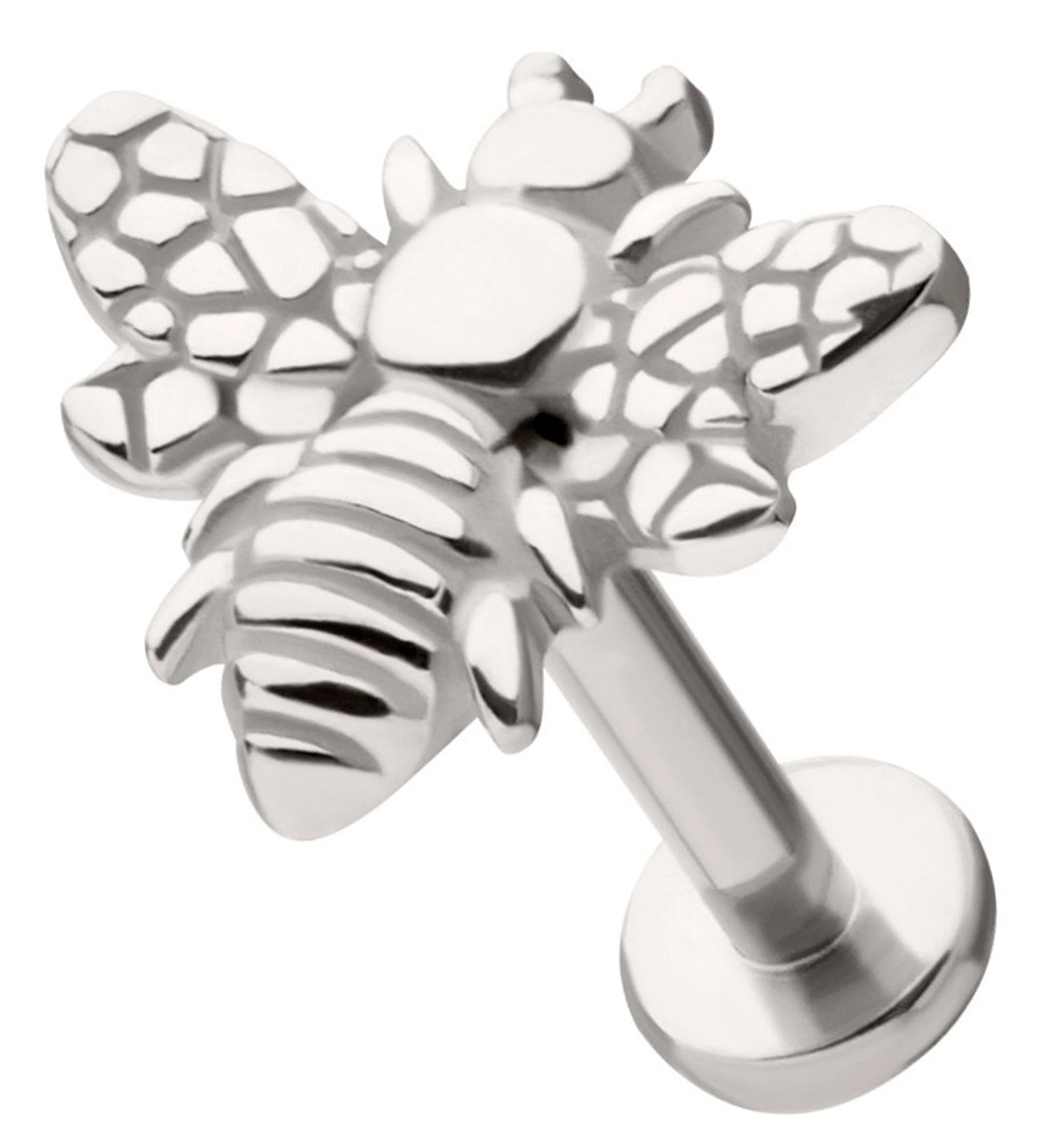 Honey Bee Stainless Steel Internally Threaded Labret - Mrs Treak